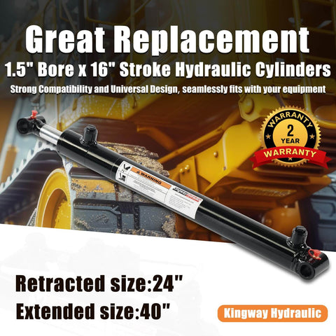 Cross Tube Double Acting Hydraulic Cylinder With 1.5 Inch Bore And 16 Inch Stroke For Heavy Duty Use 3500 PSI 5300 Lb Load