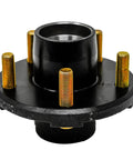 Front view of Heavy Duty Trailer Idler Hub Kit For 5 On 4.5 Inch Bolt Pattern 2000 Lb Axles With 1-1/16 Inch Spindle, black with gold studs.