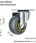 Close-up of Heavy Duty Swivel Industrial Plate 3 Inch Rubber Casters with pre-drilled mount and precision ball bearing, 100mm height.