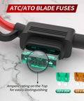 Heavy Duty 12 AWG Inline Fuse Holder For 12V Systems Waterproof In Line Fuse Block ATO And ATC Style with 40A fuse visible