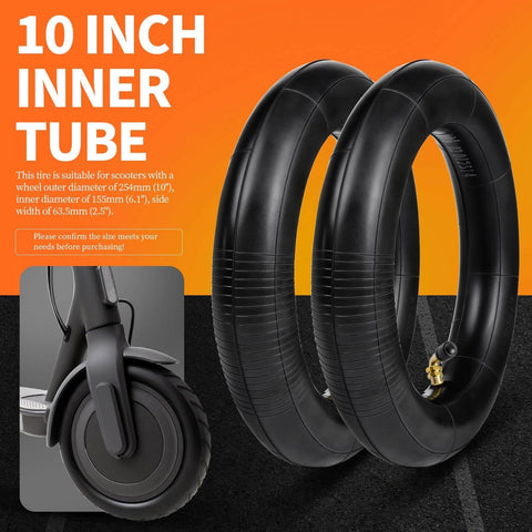 Heavy Duty 10x2.50 Inner Tube (2-Pack) for Electric Scooters – 0° Straight Valve Stem – Fits 10-Inch Tires on 6-Inch Rims
