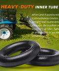 4.80/4.00-8 Heavy Duty Inner Tubes 2 Pack with TR-13 Straight Valve shown in black rubber for 8 inch rims with lawn mower