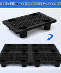 Beefy Heavy Duty Interlocking Plastic Pallets With Breathable Grids For Storage In Garage Warehouse Supermarket Restaurant And Kitchen, 8 Pack, 23.6 x 15.7 x 4.7 In, Black