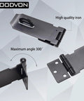 Heavy Duty Door Lock Hasp Latch 3 Inch, Iron Safety Packlock Clasp with Brushed Finish, showing angles and mounting holes
