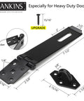 Seven And One Half Inch Heavy Duty Door Lock Hasp Latch with One Eighth Inch Thick Iron Gate Hasp, black durable with lengthened screws