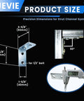 Heavy-duty L angle bracket for 1-5/8 inch strut channel delivers secure 90 degree connections with 3/16 inch thick galvanized steel, compatible with 1/2-13 bolts, ideal for durable, corrosion-resistant framing in a 10-pack shown in detailed dimensions highlighting sturdy design.