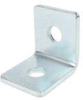 Heavy duty 90 degree L bracket for 1-5/8 inch strut channel with 3/16 inch thick steel, two 1/2 inch bolt holes, side view