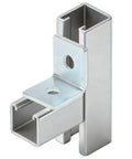 Heavy duty 90 degree L bracket for 1-5/8 inch strut channel with 3/16 inch thick steel, two 1/2 inch bolt holes installed on strut