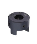 Flexible One Half To Three Quarter Inch L Jaw Coupling Three Piece Set With Rubber Spider for heavy duty machine tools, side view.