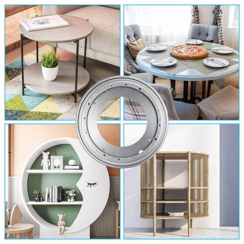 6 Pack 12 Inch Heavy Duty Lazy Susan Turntable Bearings used in tables, shelves, and trays with 1000 lb load, galvanized steel