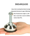 Heavy Duty Leg Levelers For Workbench Machine Or Cabinet 2.36 Inch Base Diameter With Anti Skid Pads Adjustable Feet Levelers M12 Thread