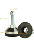 Heavy Duty Leg Levelers For Workbench Machine Or Cabinet 2.36 Inch Base Diameter With Anti Skid Pads Adjustable Feet Levelers M12 Thread