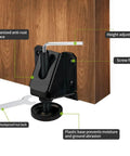 Heavy Duty Leg Leveler Kit for Furniture Tables and Cabinets with 2 Inch Adjustable Height 0 to 2 Inch Range Plastic Protective Base Cover Floor Safe installed on wooden furniture.