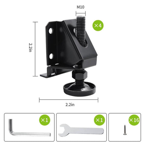Heavy Duty Leg Leveler Kit for Furniture Tables and Cabinets with 2 Inch Adjustable Height 0 to 2 Inch Range Plastic Protective Base