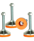 Heavy Duty Leg Levelers For Workbenches, Machines And Cabinets, Adjustable Leveling Feet With M16 Thread, Orange Finish, 2 Pack