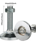 Beefy Heavy Duty Leveler Leg Set With 3.15 Dia Base And M24 Thread 6600 Lb Capacity for sturdy adjustment pictured close-up