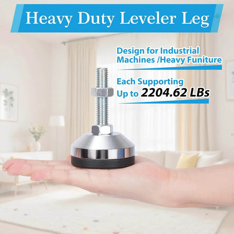 Heavy Duty Leveling Feet M12 Thread Adjustable Leg Levelers With 2.36 Inch Base Diameter Anti Skid Rubber Feet for industrial machines