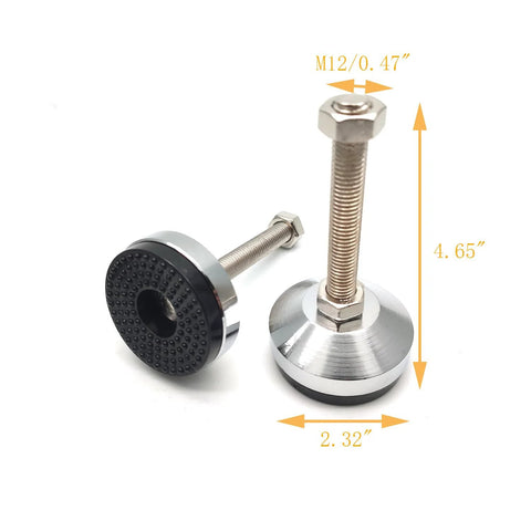 Built Tough Heavy Duty Leveler Leg For Cabinets And Workbenches With 2.36 Inch Diameter Base, M12 Thread, Adjustable Height, Stainless Steel