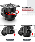 Four Pack Leveling Casters With Adjustable Height For Heavy Duty Swivel Plate Retractable Caster Wheels, height adjustment diagram