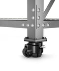 Side view of Four Pack Leveling Casters With Adjustable Height For Heavy Duty Swivel Plate Retractable Caster Wheels Set installed on equipment