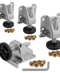 Heavy Duty Adjustable Leveling Feet For Desks Tables Cabinets And Shelving Units, Fulton 4 Pack Side Mount Levelers with hardware