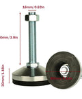 Heavy Duty Leveling Feet Set For Workbenches, Machines, And Cabinets, 3.14 Inch Beefy Base, M16 Thread, 100mm Length, 2600 Lb Capacity