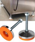 Heavy Duty Adjustable Leveling Feet With 3.14 Inch Base M12 Thread 1300 Pound Capacity For Workbenches Machines And Cabinets Durable Chrome Plated Steel Leg Levelers With Anti Slip Rubber Pads shown on industrial cabinet
