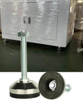 Heavy Duty Leveling Leg Set With 2.36 Inch Base Diameter And M12 Thread, 100mm Adjustable Feet Deliver 1300 Lb Capacity For Workbenches, Machines, Cabinets, Chrome Plated Carbon Steel With Anti Skid Pads, Black Finish, 4 Pcs