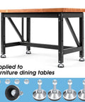 Dining table with heavy duty adjustable leveling feet with 2.36 inch base and M12 thread support up to 1300 lb