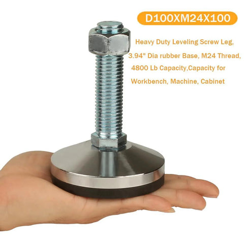 Beefy Heavy Duty Leveling Feet For Workbenches Machines And Cabinets With M24 Thread Adjustable Leg in hand showing details
