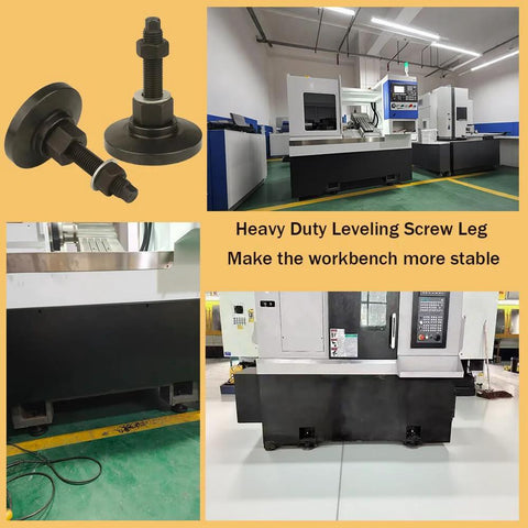 Beefy Heavy Duty Adjustable Leveling Feet For Workbenches Machines Cabinets M16 Thread Three Point Nine Four Inch Base 33000 Lb Capacity 45 Steel With Rubber Non Slip Pads WUEIBUZUDAO Ideal For Industrial Use And Heavy Equipment Stands For Home Shops