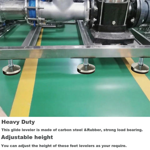 Beefy Heavy Duty Leveling Feet For Workbenches Machines And Cabinets With M24 Thread Adjustable Leveling Leg And 3.94 Inch Base Diameter Black Two Pack Delivers Up To 4800 Lb Capacity For Stable Vibration Free Setup installed on machinery
