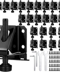 Heavy Duty 24 Pack Leveling Feet For Workbenches And Furniture Adjustable 2.3 Inch Levelers With Screws And Wrenches Black Finish