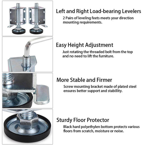 Heavy Duty Adjustable Leveling Feet With Corner Protector Edge Guard for Furniture Tables Cabinets and Workbenches