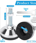 Heavy Duty Leveling Feet M12 Thread Adjustable Leg Levelers With 2.36 Inch Base Diameter Anti Skid Rubber Feet shown with wrench