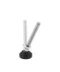 Four heavy duty screw on leveling feet with M8 threads provide precise height adjustment, anti skid rubber swivel base