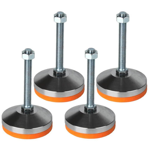Heavy Duty Adjustable Leveling Feet With 3.14 Inch Base M12 Thread 1300 Pound Capacity For Workbenches Machines And Cabinets Durable Chrome Plated Steel Leg Levelers With Anti Slip Rubber Pads