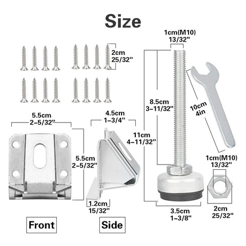 Heavy Duty Leveling Feet For Furniture And Equipment Adjustable Leg Levelers With 4000 Lbs Load Capacity 4 Pack Size Diagram