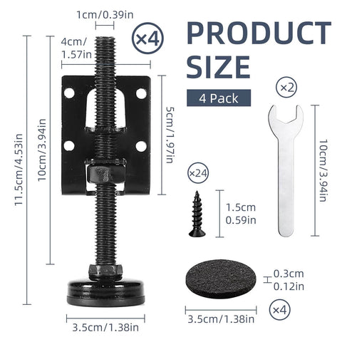 Durable heavy duty adjustable leveling feet with galvanized steel and non slip base deliver stable support for workbenches