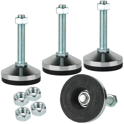 Heavy Duty Leveling Feet Set For Machines And Workbenches With Non Slip 3.14 Inch Base, M16 Thread, 2600 Lb Capacity, D80 X M16 X H100