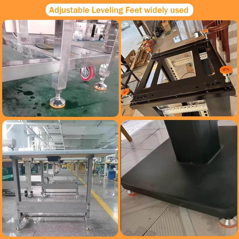 Heavy Duty Leveling Feet For Workbench And Machinery With 2.36 Inch Base And M12 Thread Adjustable Leg Levelers installed and in use