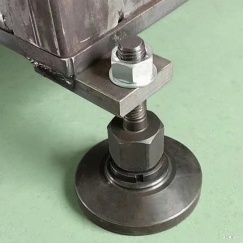 Beefy Heavy Duty Adjustable Leveling Feet For Workbenches Machines Cabinets M16 Thread Three Point Nine Four Inch Base 33000 Lb Capacity 45 Steel