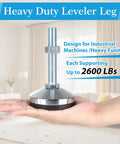 Four Piece Heavy Duty Leveling Feet Set With M16 Thread for workbenches, machines, cabinets, showcased hand-held, 60mm base.