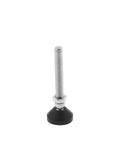 Four heavy duty screw on leveling feet with M8 threads provide precise height adjustment, anti skid rubber swivel base, and a wide nylon/metal base.