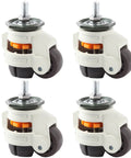 Set Of Four Heavy Duty Leveling Stem Casters With Retractable Height For Equipment And Workbenches Featuring 12mm Stem