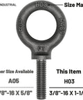 Box Of Ten Heavy Duty Lifting Shoulder Eye Bolts 3/8-16 By 1-1/4 Inch, industrial grade, forged carbon steel 1035, size H03.