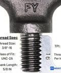 Heavy Duty Lifting Eyebolts Set Of 2 3/8-16 Thread Eye Bolts With 5/8 Inch Reach Forged Quenched And Tempered Carbon Steel 1035