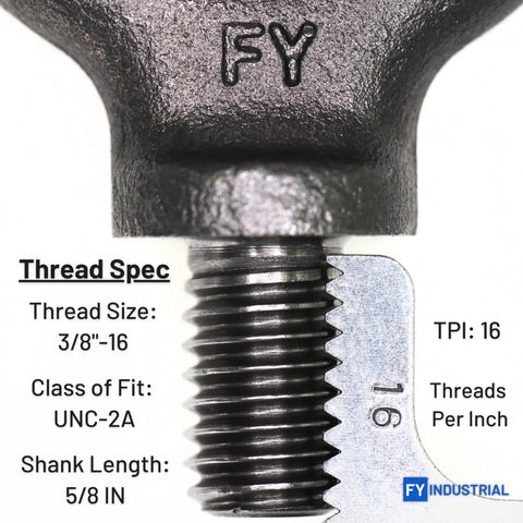 Heavy Duty Lifting Eyebolts Set Of 2 3/8-16 Thread Eye Bolts With 5/8 Inch Reach Forged Quenched And Tempered Carbon Steel 1035