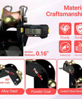 90 Degree Right Angle Lifting Pulley System For Material Handling And Construction, Heavy Duty Alloy Steel With Dual Hooks And Steel Bearing Roller, Abrasion Resistant Rope Guide To Protect Loads And Edges, Rope Not Included with close-up view of material craftsmanship indicators and thickness gauge