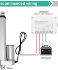 Wiring diagram for Heavy Duty 12V Linear Actuator With 12 Inch Stroke IP54 Waterproof 330 Lbs Thrust showing motor connection.
